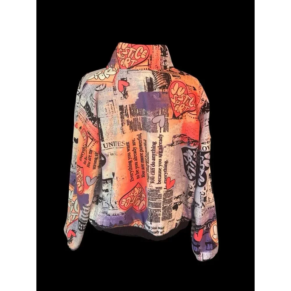 Justice Girls Quarter Zip‎ Jacket Size 16P Colorful Design